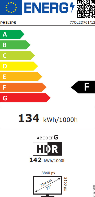 Philips Ambilight 77" OLED761 (2026) energielabel