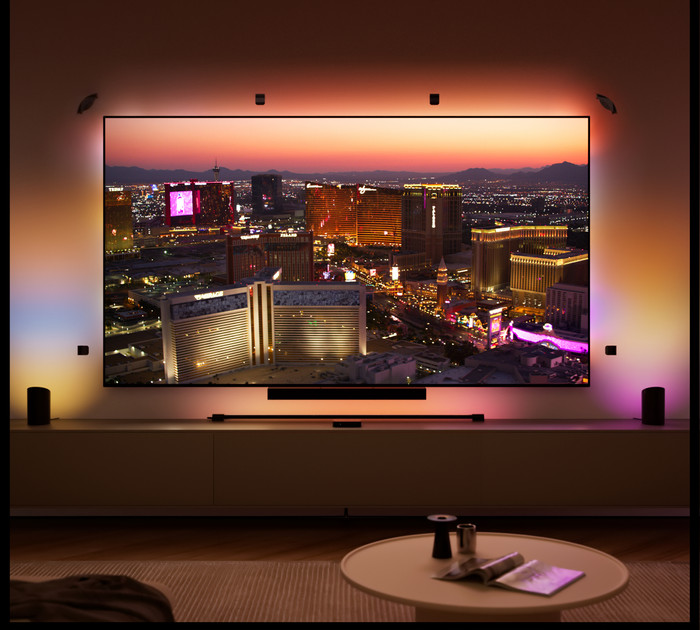 Philips Hue Play Pro Gradient led strip Montagebeugel product in gebruik