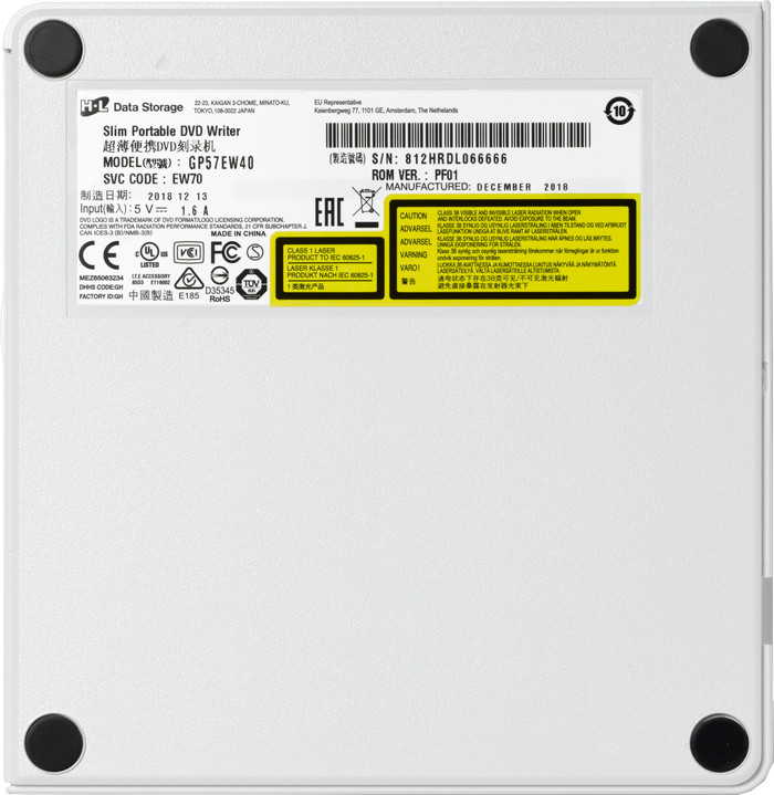 Hitachi-LG Slim Portable DVD Writer GP57EW40.AHLE10B bottom