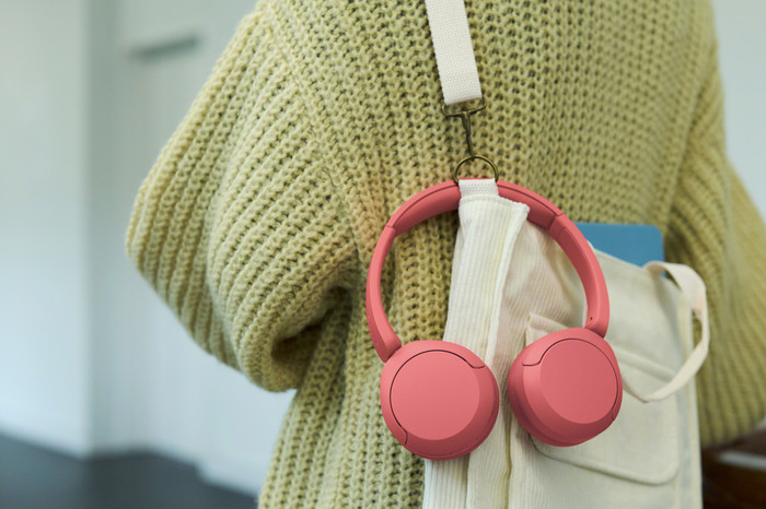 Sony WH-CH535 Red product in use