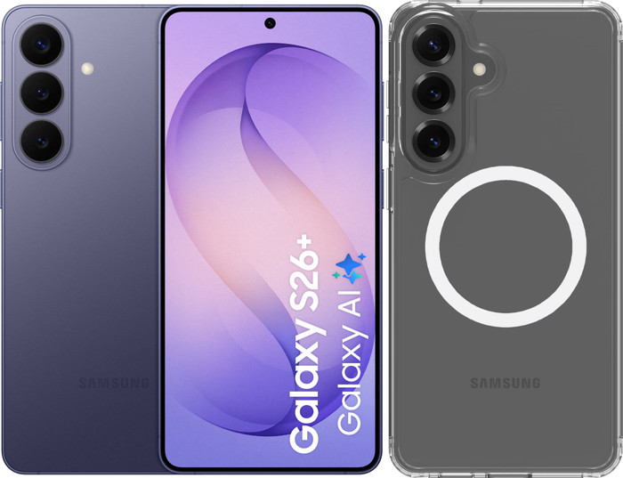 Samsung Galaxy S26 Plus 512GB Donkerblauw 5G +BlueBuilt Back Cover met Magneet Transparant Main Image