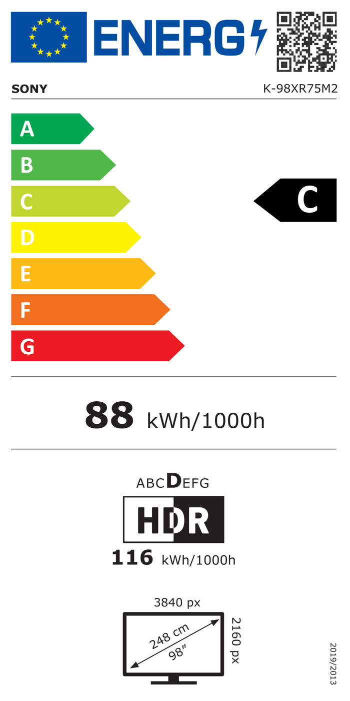 Sony Bravia 7 II True RGB 98" (2026) energielabel