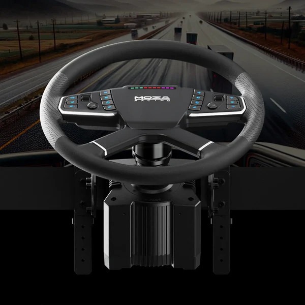Moza RS071 PC Trucking Wheel Bundel product in gebruik
