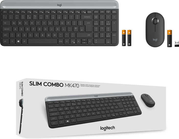 Logitech MK470 Slim Draadloos Toetsenbord en Muis Grijs AZERTY null