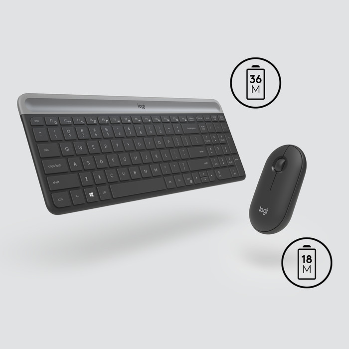 Logitech MK470 Slim Draadloos Toetsenbord en Muis Grijs AZERTY null