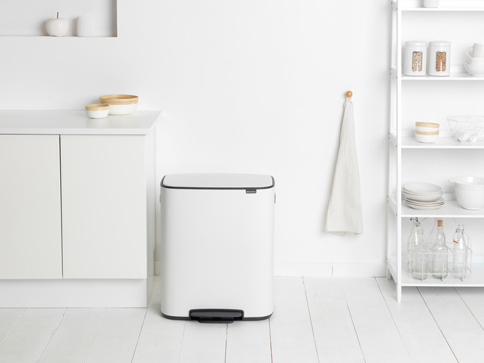 Brabantia Bo Pedal Bin 2 x 30 Litres White + Sacs Poubelle (120 stuks) produit à l'usage