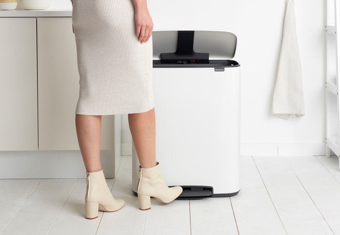 Brabantia Bo Pedal Bin 2 x 30 Litres White + Sacs Poubelle (120 stuks) produit à l'usage