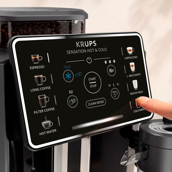 Krups Sensation Hot & Cold Milk EA914H Zwart detail