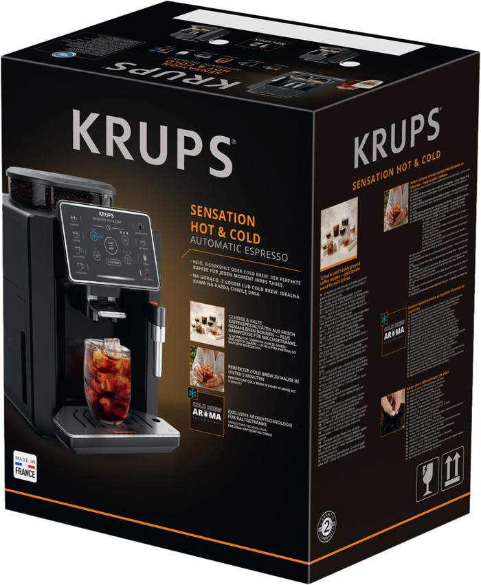 Krups Sensation Hot & Cold EA913H Black packaging