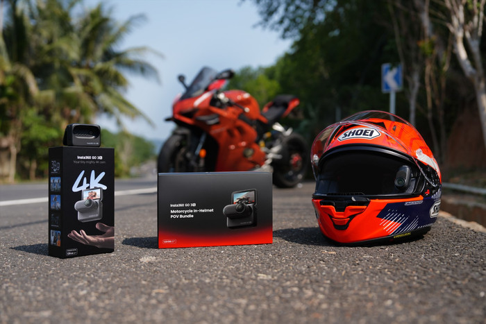 Insta360 Go 3S Motorcycle In-Helmet POV Bundel product in gebruik