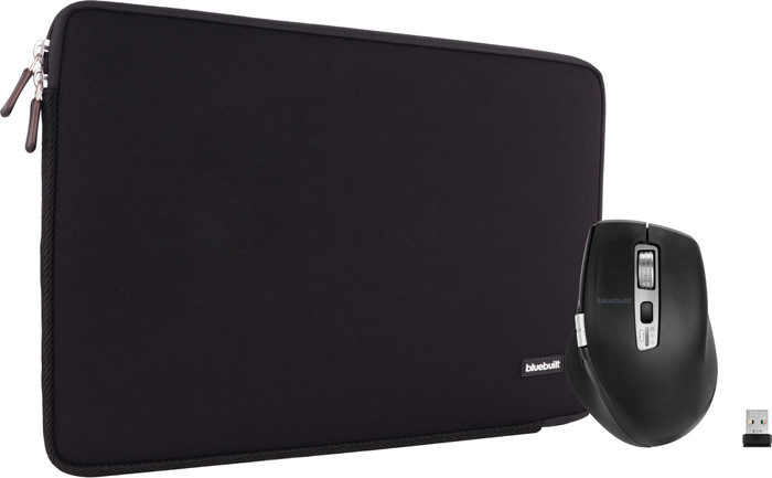BlueBuilt Laptop Sleeve for Apple MacBook Ppro 16 inches Black + BlueBuilt  Maximus Wireless Ergonomic Bluetooth Mouse Main Image