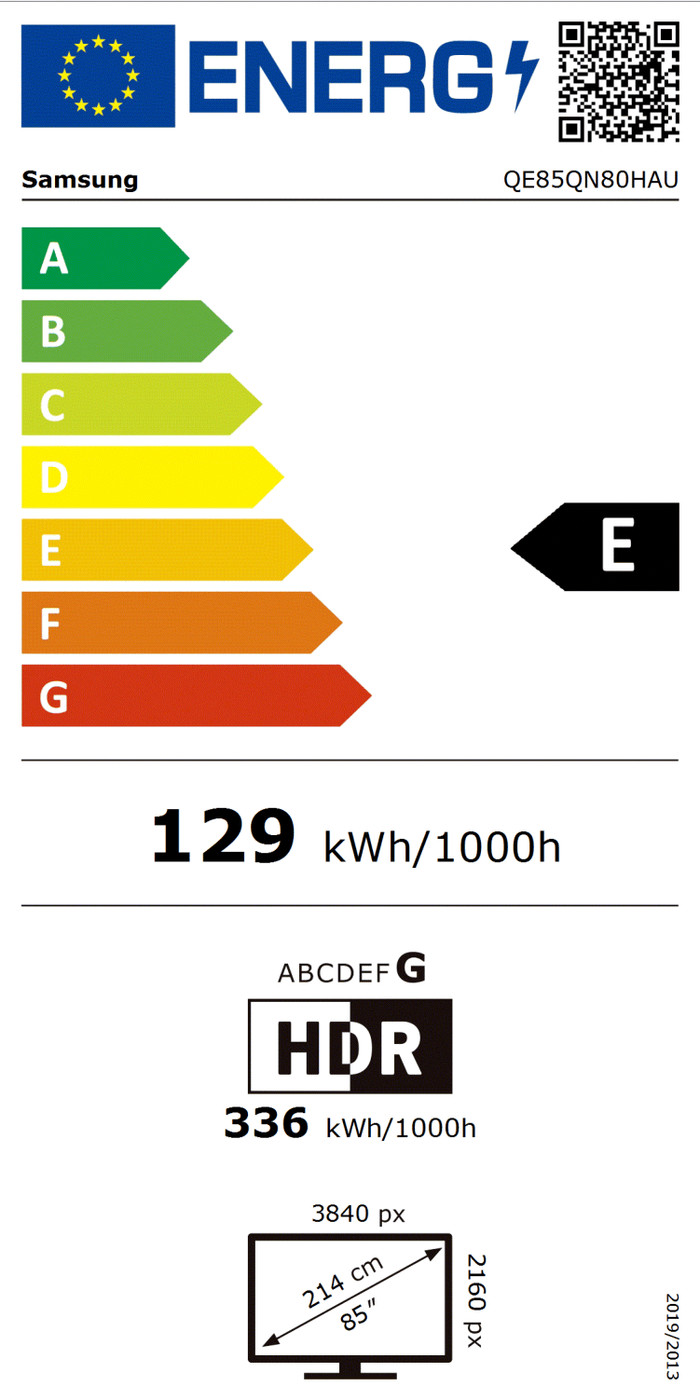 Samsung Neo QLED 85" QN80H (2026) energielabel