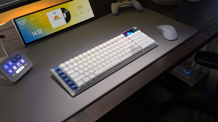 Corsair Vanguard AIR 99 Wireless Gaming Toetsenbord Wit Azerty product in gebruik