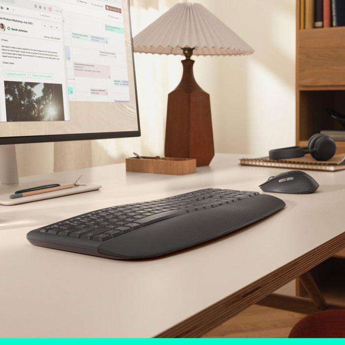 Logitech MK880 Signature Comfort Plus Wireless Keyboard and Mouse Combo Graphite QWERTY product in use