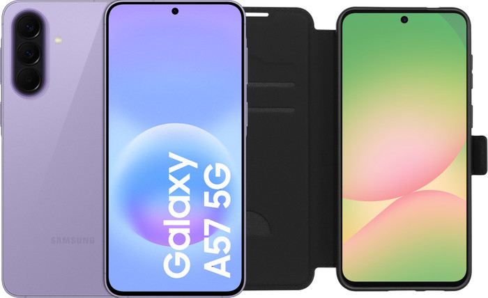 Samsung Galaxy A57 256 Go Mauve 5G + BlueBuilt Book Case Noir Main Image