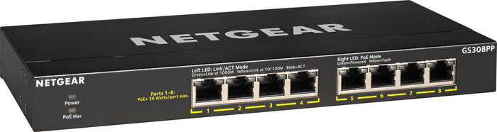 Netgear GS308PP left side