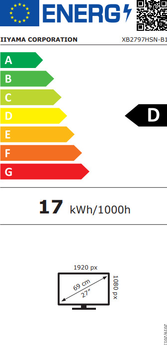 iiyama ProLite XB2797HSN-B1 energielabel