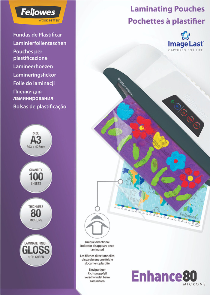 Fellowes Laminating Sheets Enhance 80mic A3 (100 units) Main Image