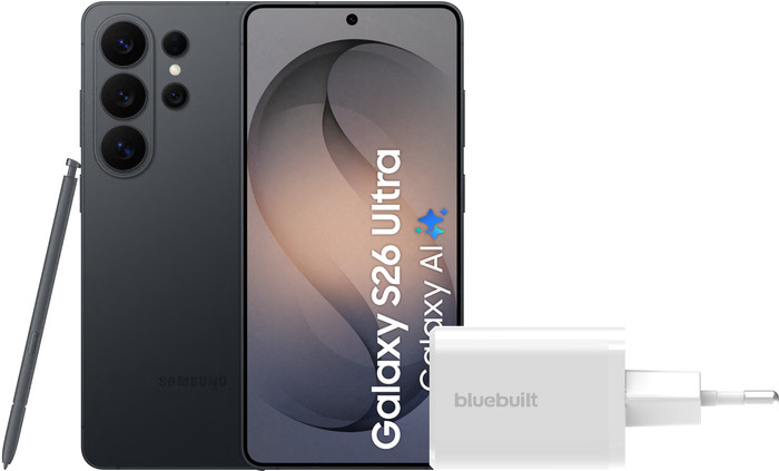 Samsung Galaxy S26 Ultra 256GB Zwart 5G + BlueBuilt Oplader 65 Watt Wit Main Image