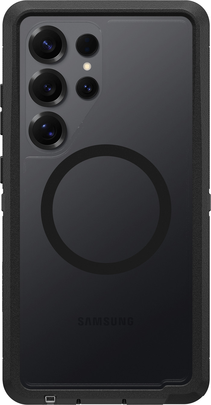OtterBox Defender Samsung Galaxy S25 Ultra Back Cover avec Aimant Transparent avec Bord Noir Main Image