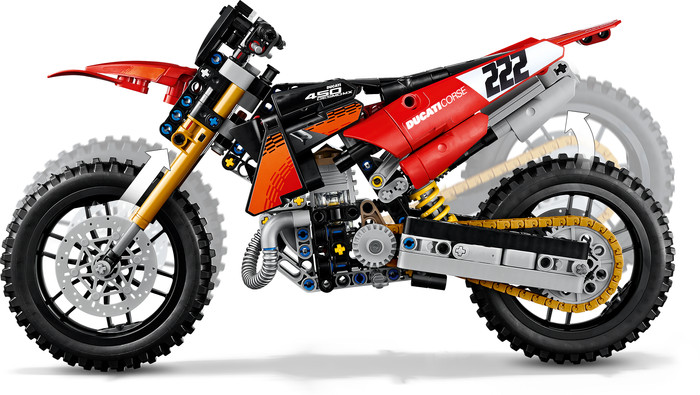 LEGO Technic Ducati Desmo450 MX Factory Motorcycle 42238 detail