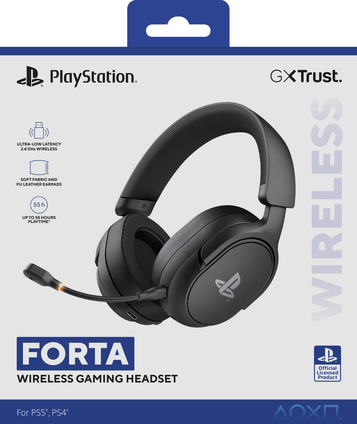 Trust GXT 499 Forta Draadloze Gaming Headset PS4/PS5 - Zwart verpakking