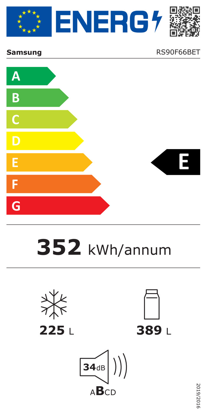 Samsung RS90F66BETEF Family Hub classe énergétique
