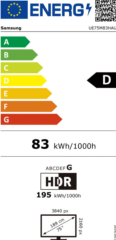 Samsung Mini-led 75" M83H (2026) energielabel