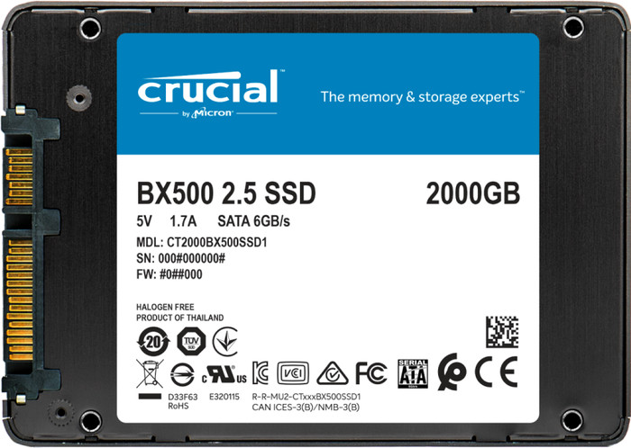 Crucial BX500 2,5 inch 2TB achterkant