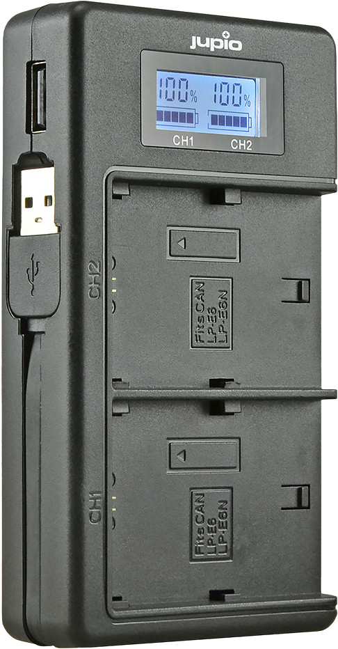 Jupio USB Duo Charger LCD voor Canon LP-E6(N) Main Image