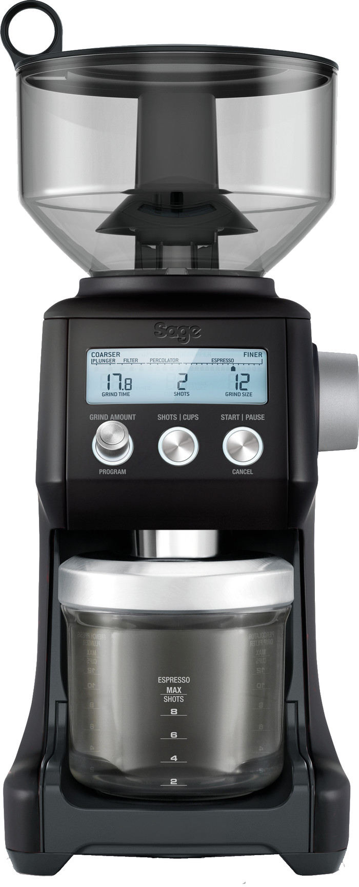 Sage The Smart Grinder Pro Black Truffle product in use