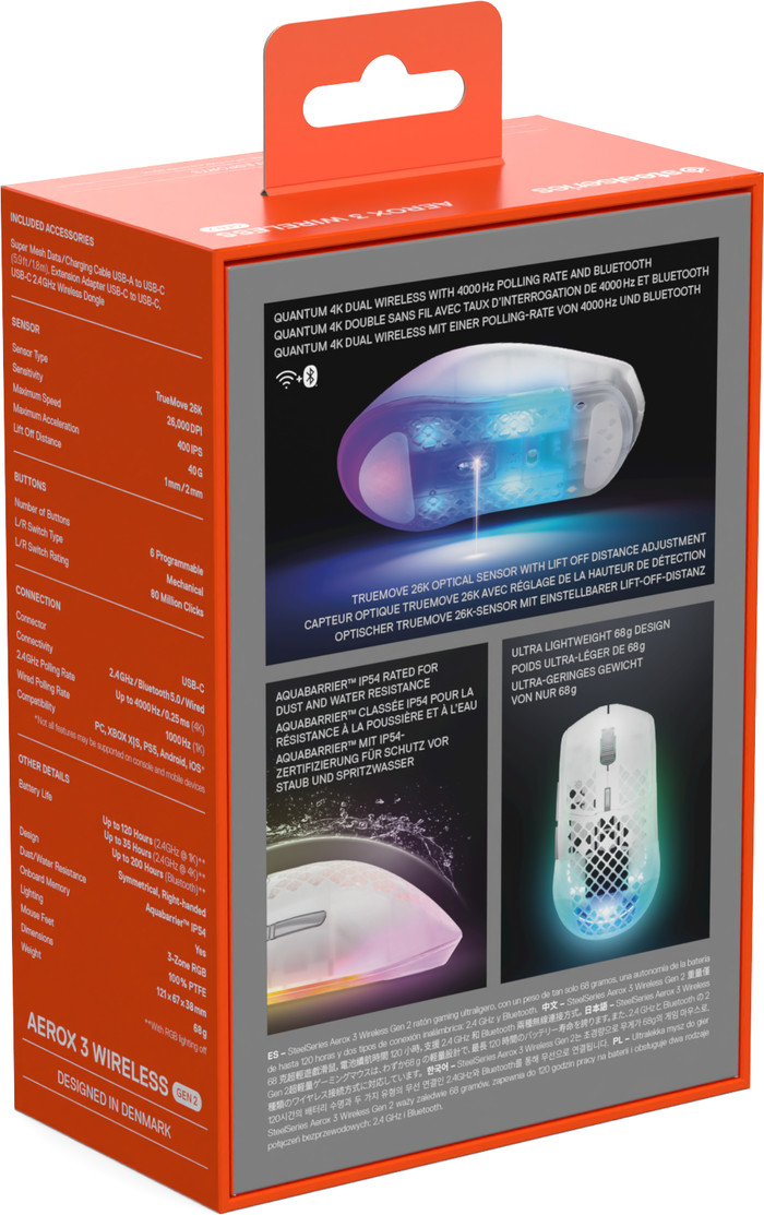 SteelSeries Aerox 3 Draadloze Gaming Muis Wit verpakking