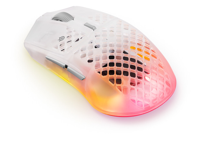 SteelSeries Aerox 3 Draadloze Gaming Muis Wit achterkant