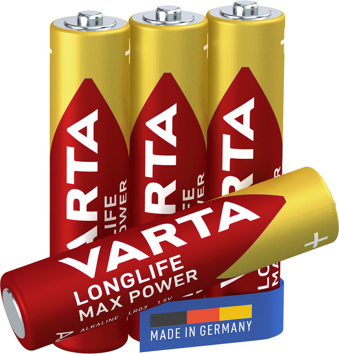 Varta Longlife Max Power AAA Blister 4 stuks voorkant