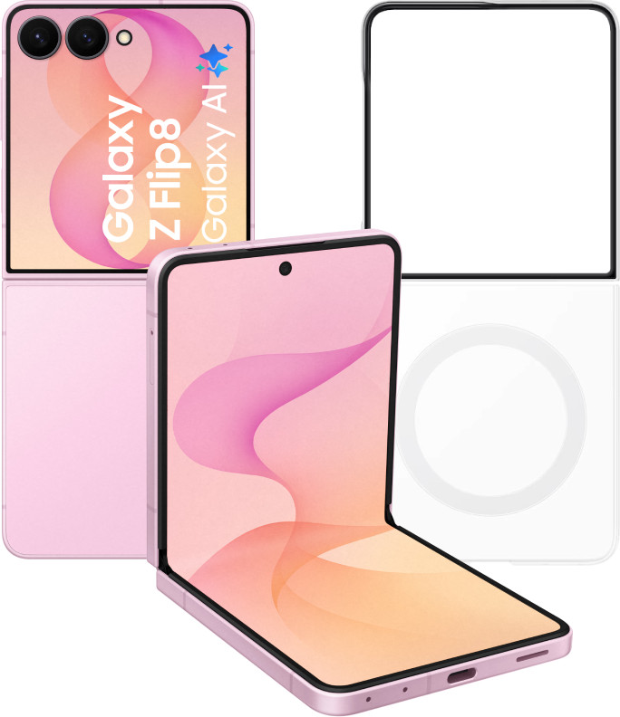 Samsung Galaxy Z Flip 8 256GB Roze 5G + Samsung Back Cover met Magneet Transparant Main Image