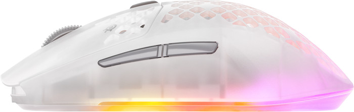 SteelSeries Aerox 3 Draadloze Gaming Muis Wit linkerkant