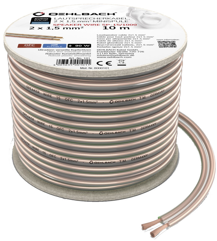 Oehlbach Câble haut-parleur (2 x 1,5 mm) 10 mètres Main Image