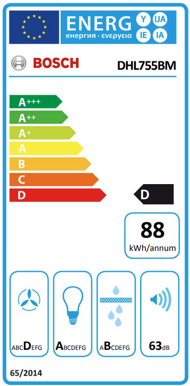 Bosch DHL755BM energielabel