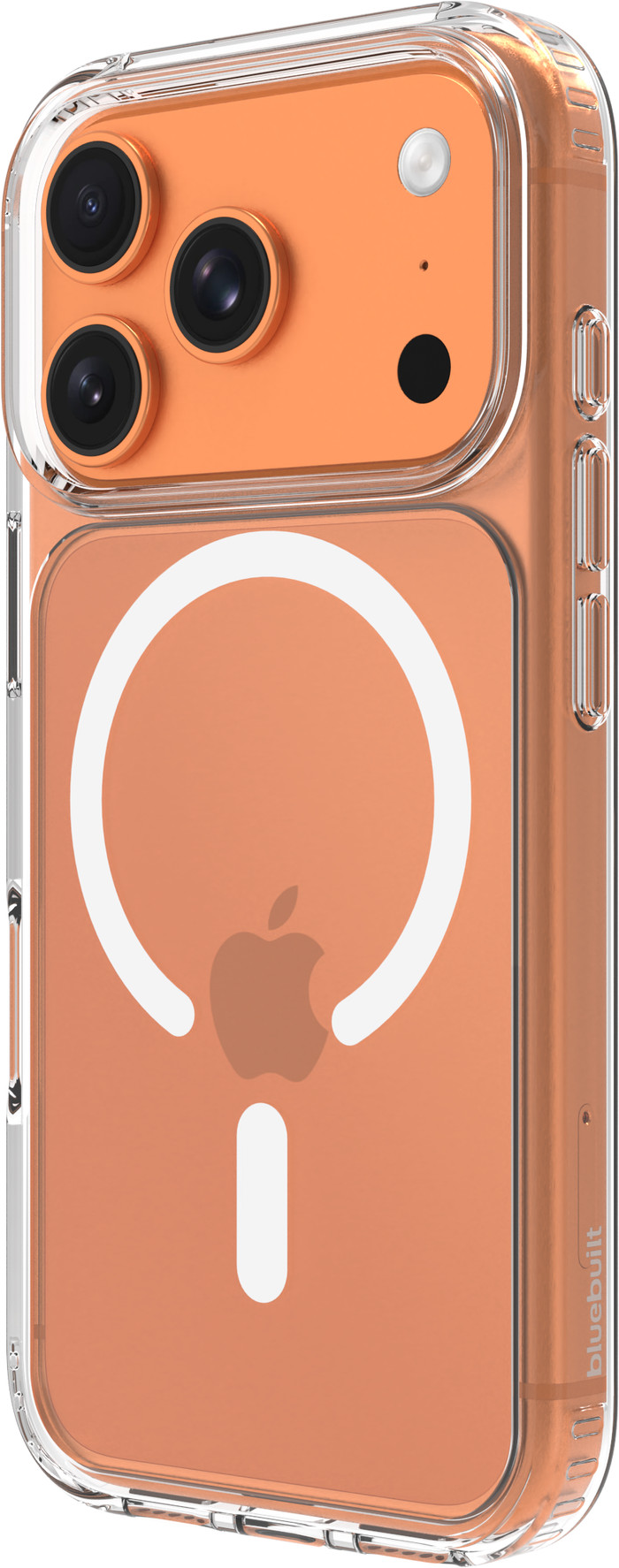 BlueBuilt Protective Back Cover avec MagSafe iPhone 17 Pro Transparent + BlueBuilt iPhone 17 Pro Protège-écran Verre côté droit