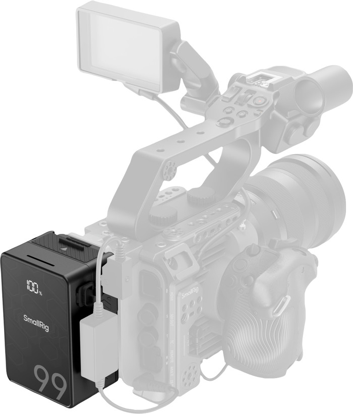 Smallrig V-Mount Battery Mini VB99 SE product in gebruik