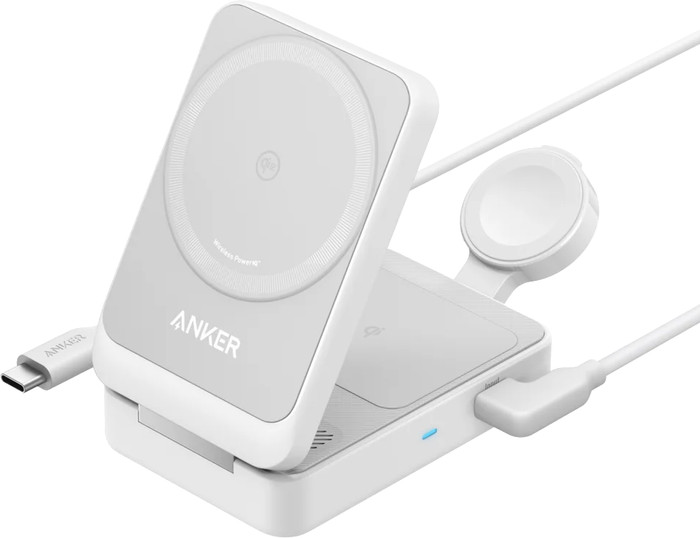 Anker Prime 3-in-1 MagGo Vouwbare Draadloze Oplader 15W Wit voorkant