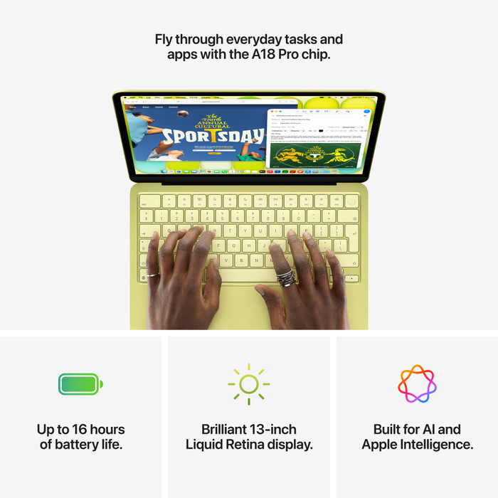 Apple MacBook Neo (2026) A18 Pro 512 Go avec Touch ID Jaune Agrume AZERTY visuel fournisseur