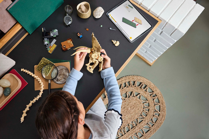 LEGO Jurassic World Dinosaurusfossielen Triceratops Schedel 76969 product in gebruik