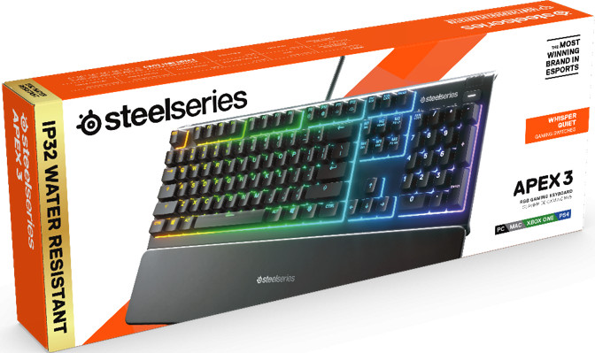 SteelSeries Apex 3 RGB Gaming Keyboard QWERTY