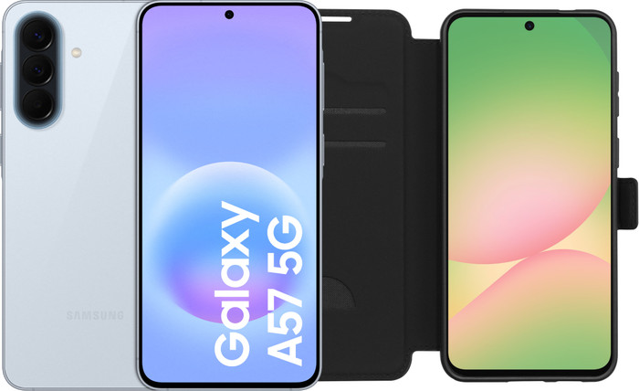Samsung Galaxy A57 256GB Light Blue 5G + BlueBuilt Book Case Black Main Image