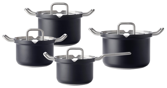 BK-Q-Linair Master Verre Noir Batterie de Cuisine 4 Pièces Main Image