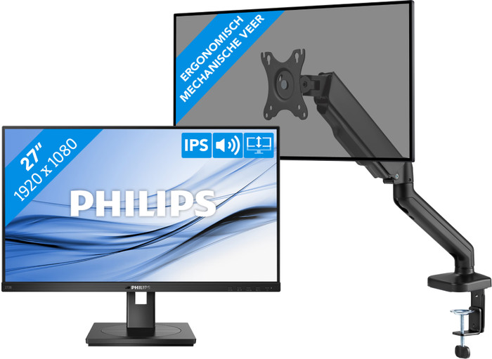 Philips 272B1G/00 + BlueBuilt Monitorarm Gasveer voor 1 Monitor Main Image