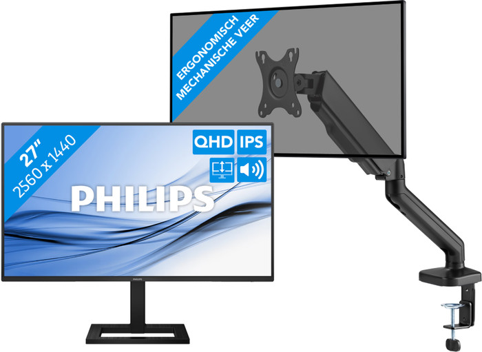 Philips 27E1N1600AE/00 + BlueBuilt Monitorarm Gasveer voor 1 Monitor Main Image