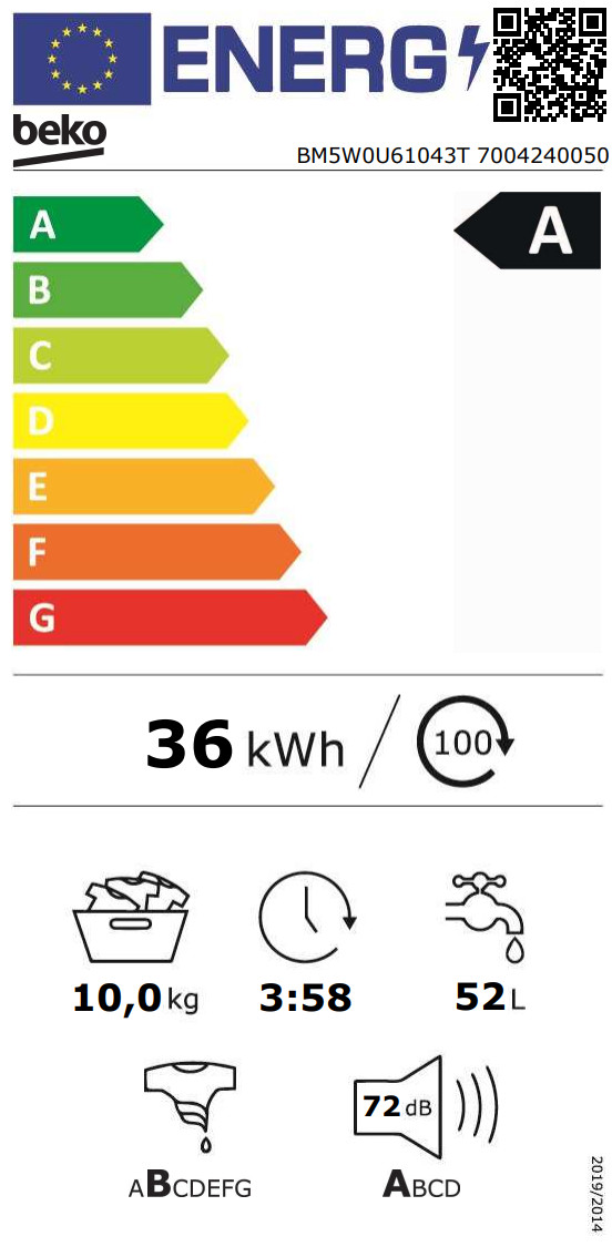 Beko BM5W0U61043T energielabel