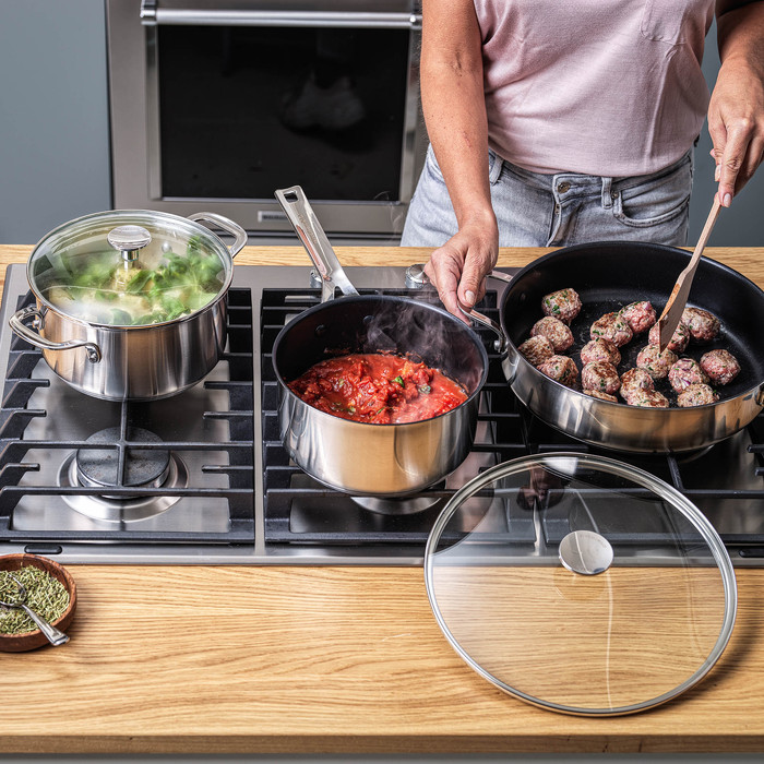 KitchenAid Stainless Steel Cookware Set 4-piece product in use